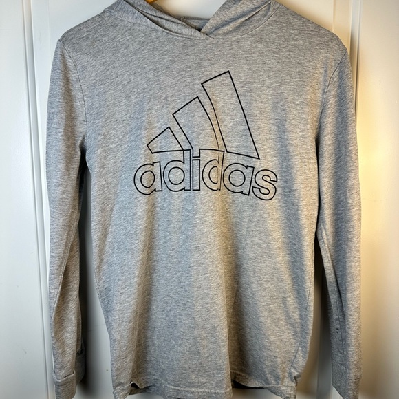 Adidas Kids Light Gray Logo Hoodie - Picture 4 of 8